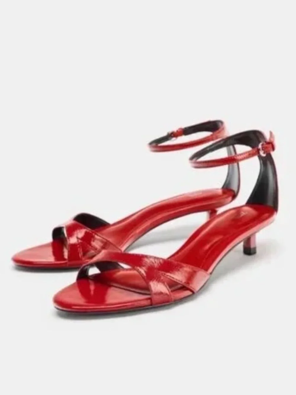 ZARA LEATHER ANKLE STRAP SANDALS - RED size 36 / 6 - Picture 9 of 12